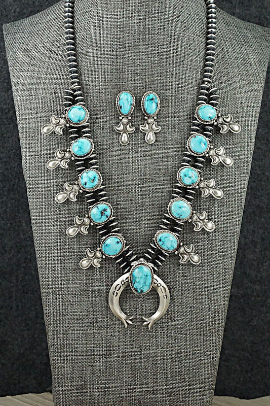 Turquoise & Sterling Silver Squash Blossom Set - Adrienne Gordon