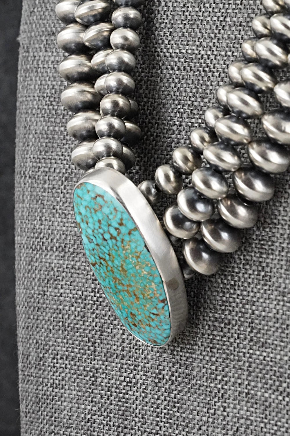 Turquoise & Sterling Silver Navajo Pearl Necklace - Gruber & Halwood