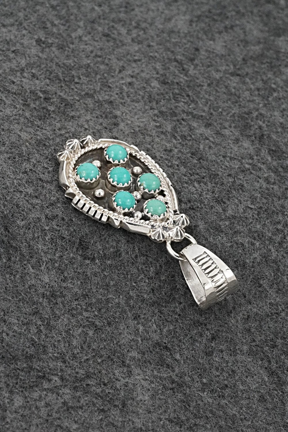 Turquoise & Sterling Silver Pendant - Kenny Lonjose