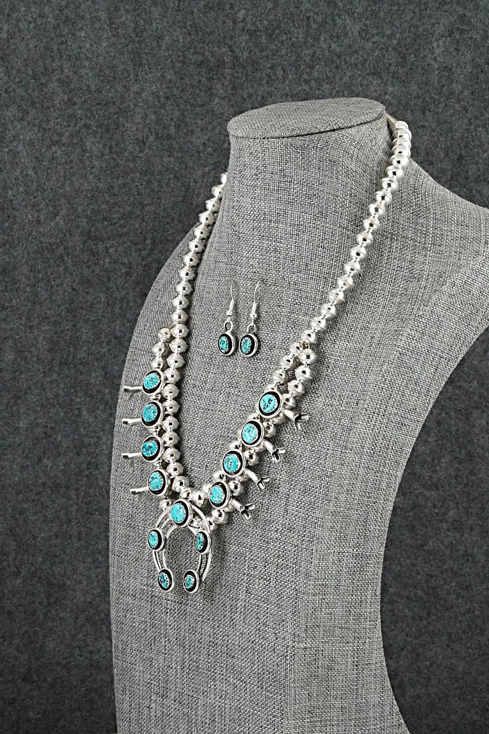 Turquoise & Sterling Silver Squash Blossom Set - Phil Garcia