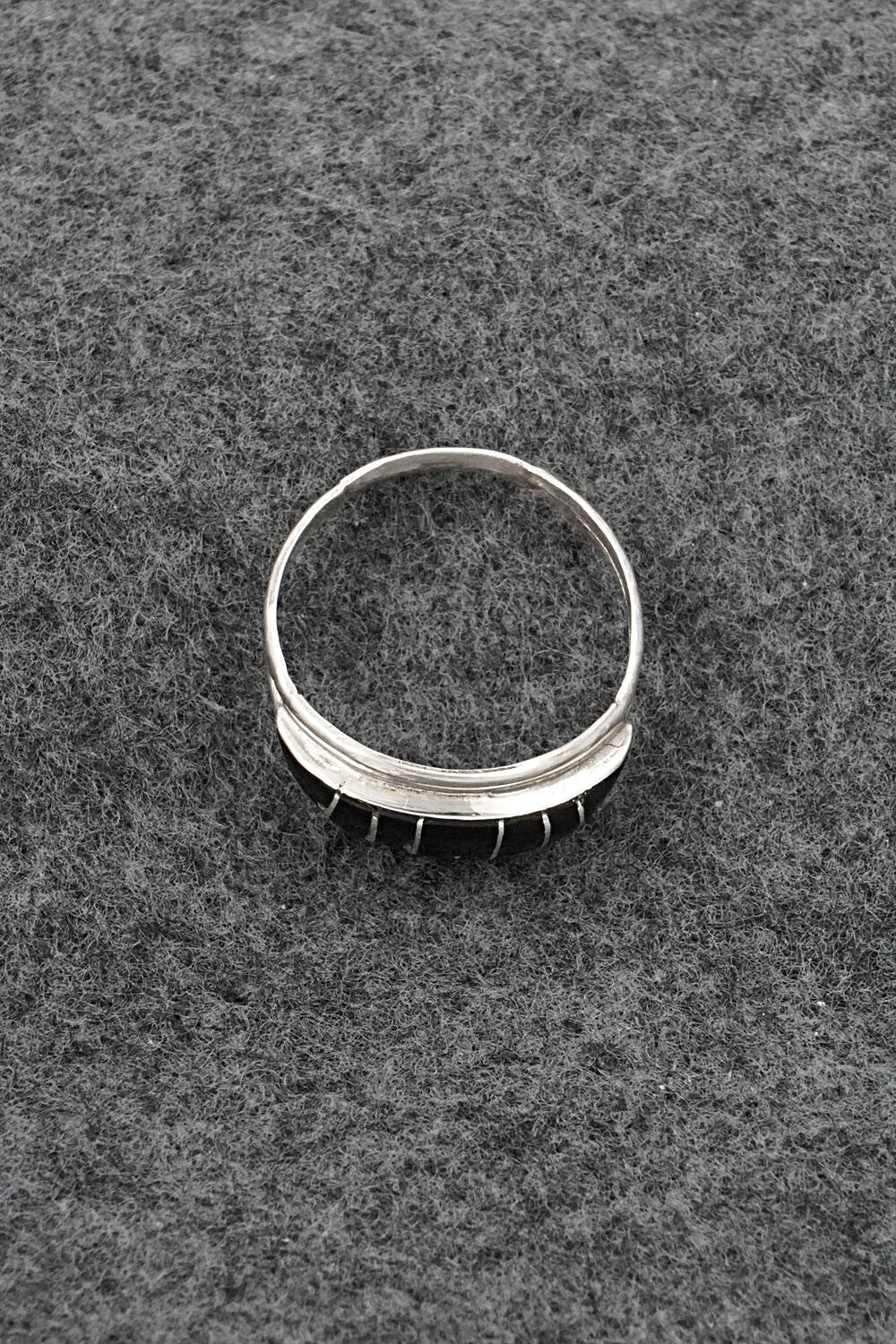 Onyx & Sterling Silver Inlay Ring - Ola Eriacho - Size 10