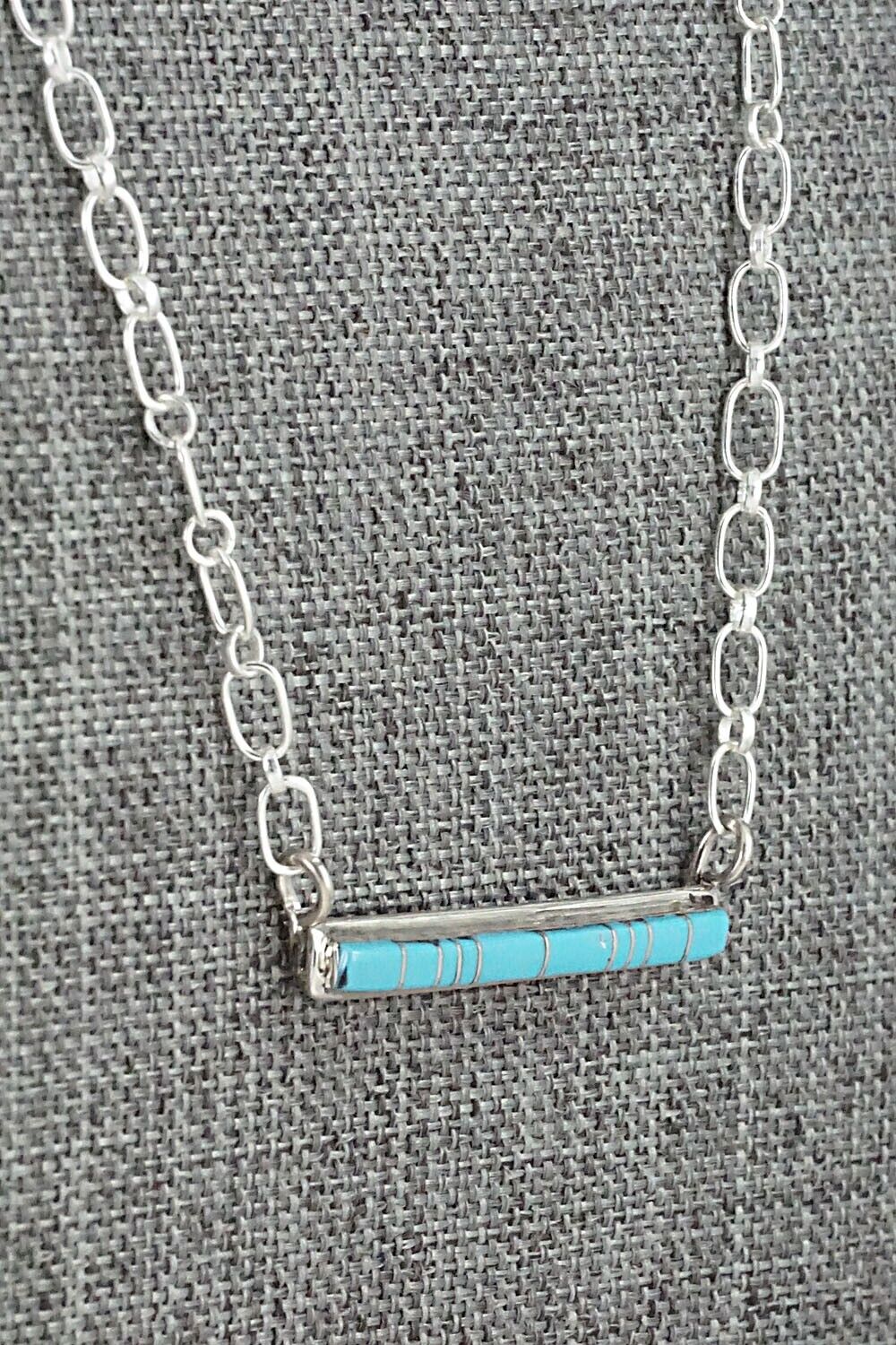 Turquoise & Sterling Silver Necklace - Roland Natachu