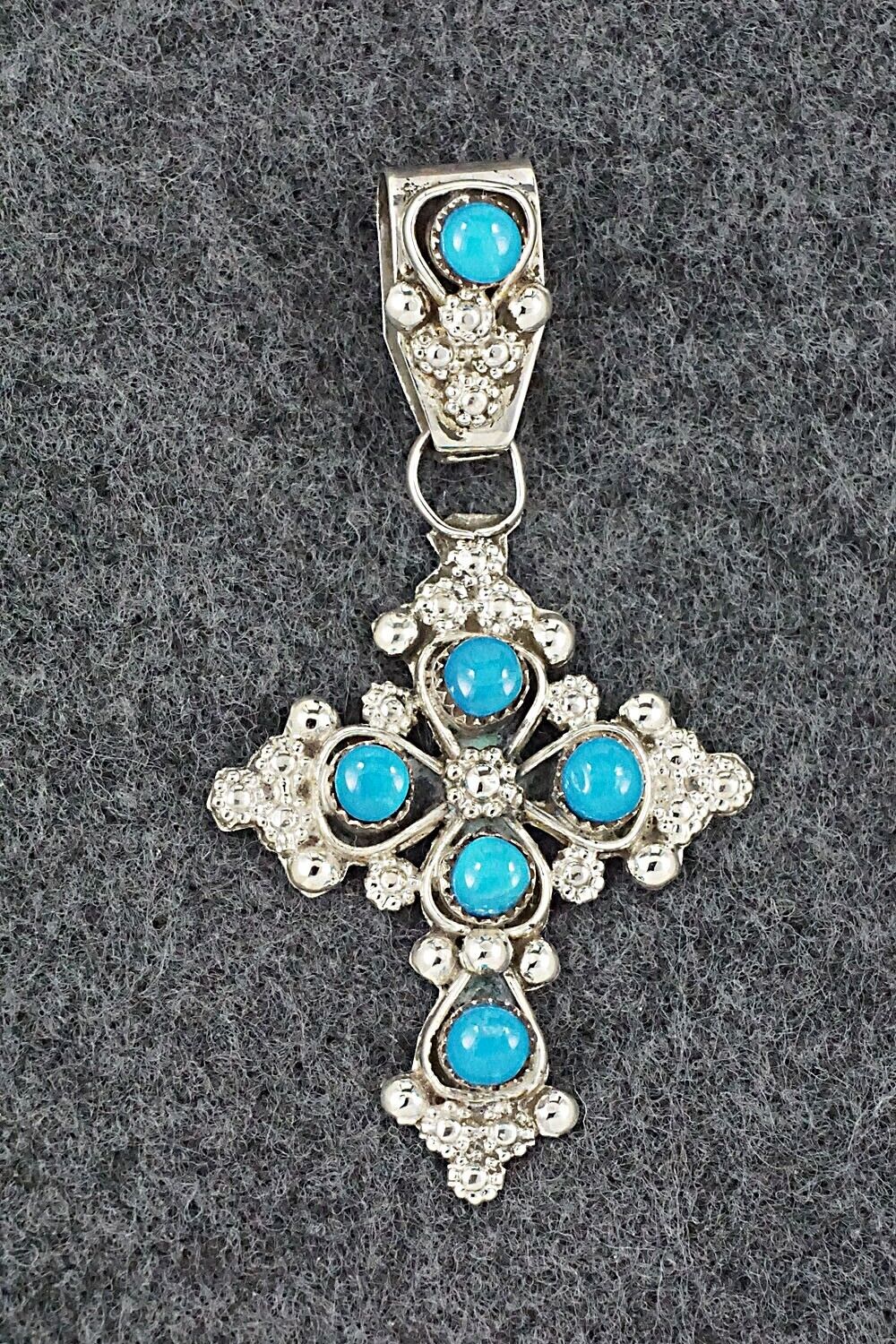 Turquoise and Sterling Silver Pendant - Verdie Booqua
