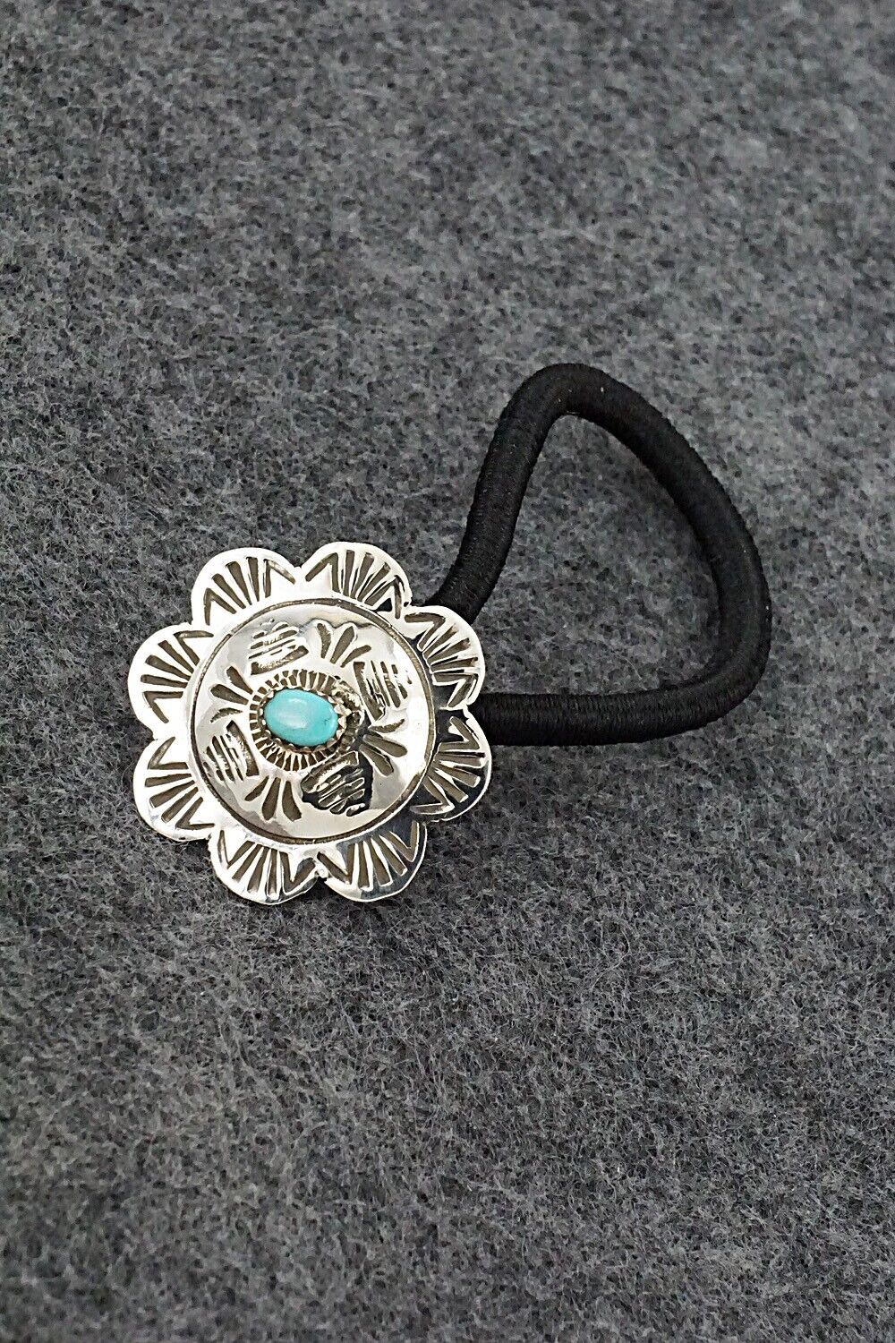 Turquoise & Sterling Silver Hair Tie - Bertha Begay