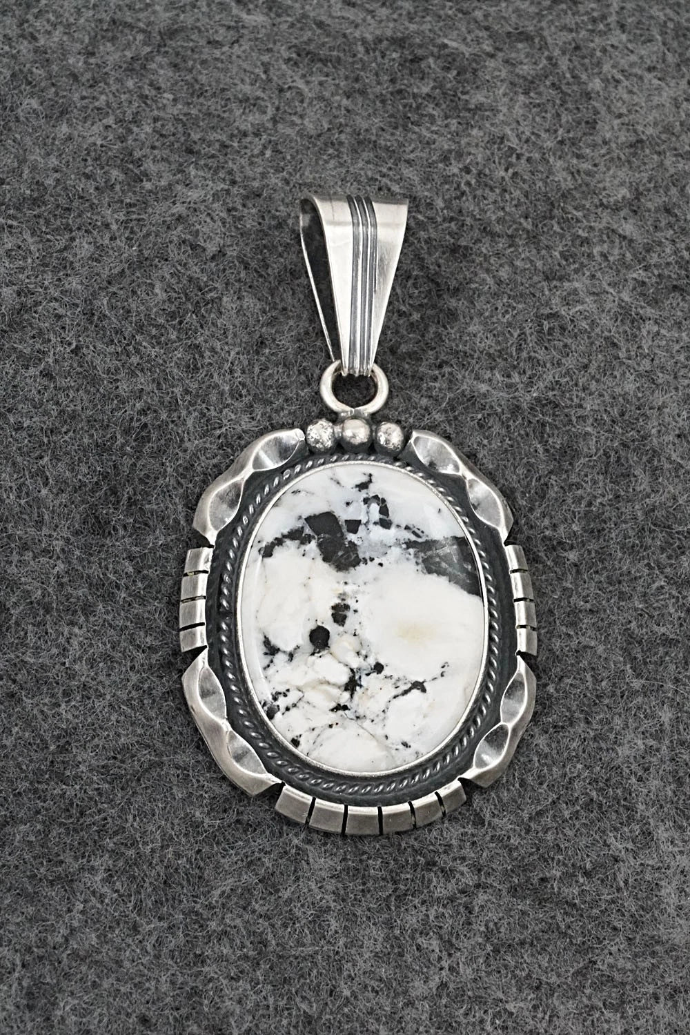 White Buffalo & Sterling Silver Pendant - Samuel Yellowhair