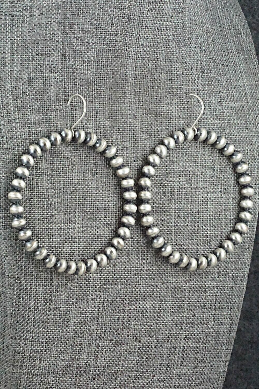 Sterling Silver Navajo Pearl Hoop Earrings - Amanda Larry