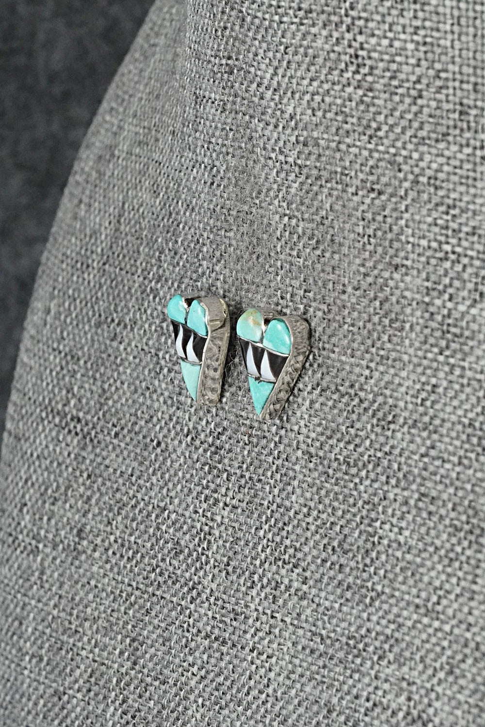 Turquoise, Onyx & Sterling Silver Earrings - Carol Vacit