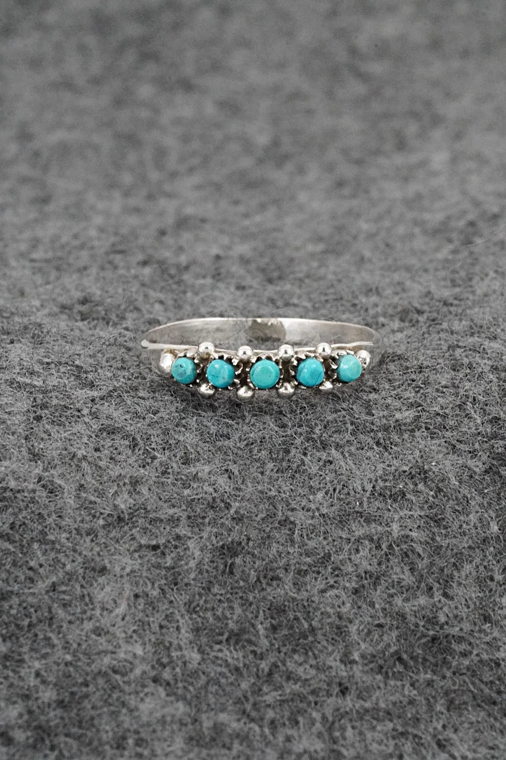 Turquoise & Sterling Silver Ring - April Haloo - Size 8.5