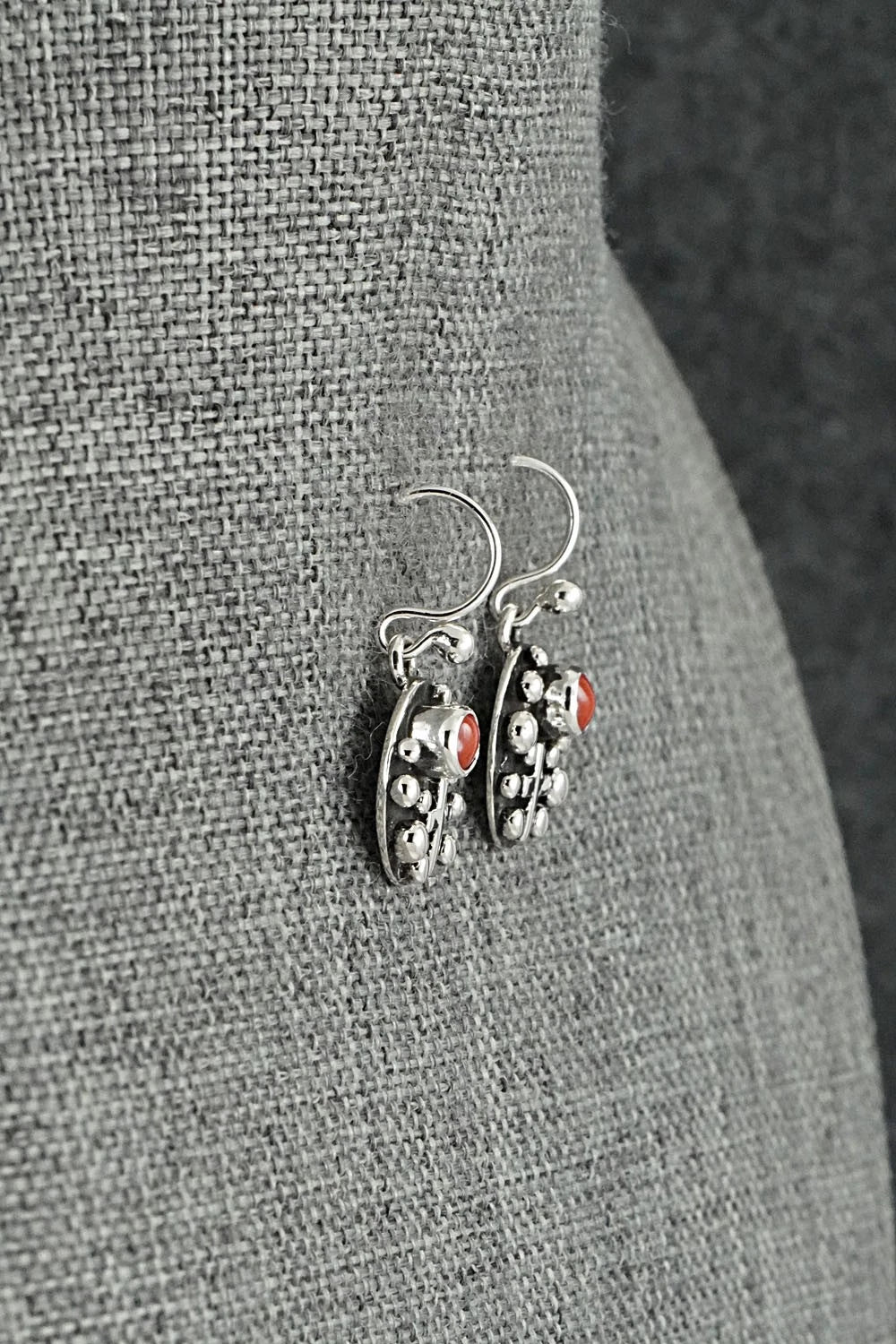 Coral & Sterling Silver Earrings - Akee Douglas