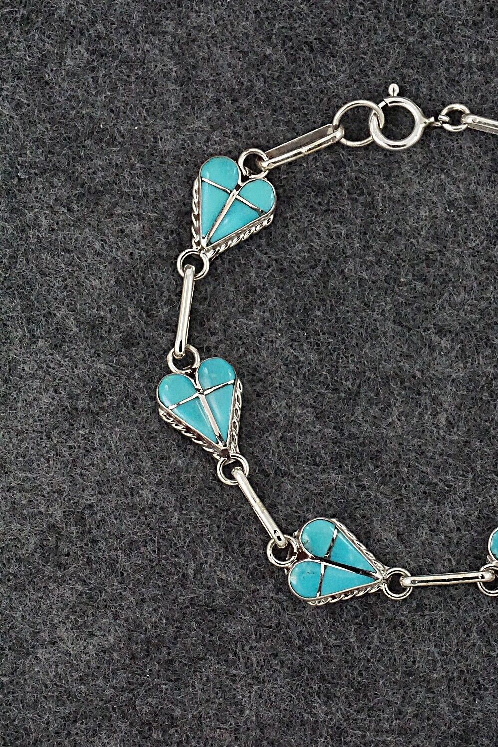 Turquoise & Sterling Silver Link Bracelet - Velda Nastacio