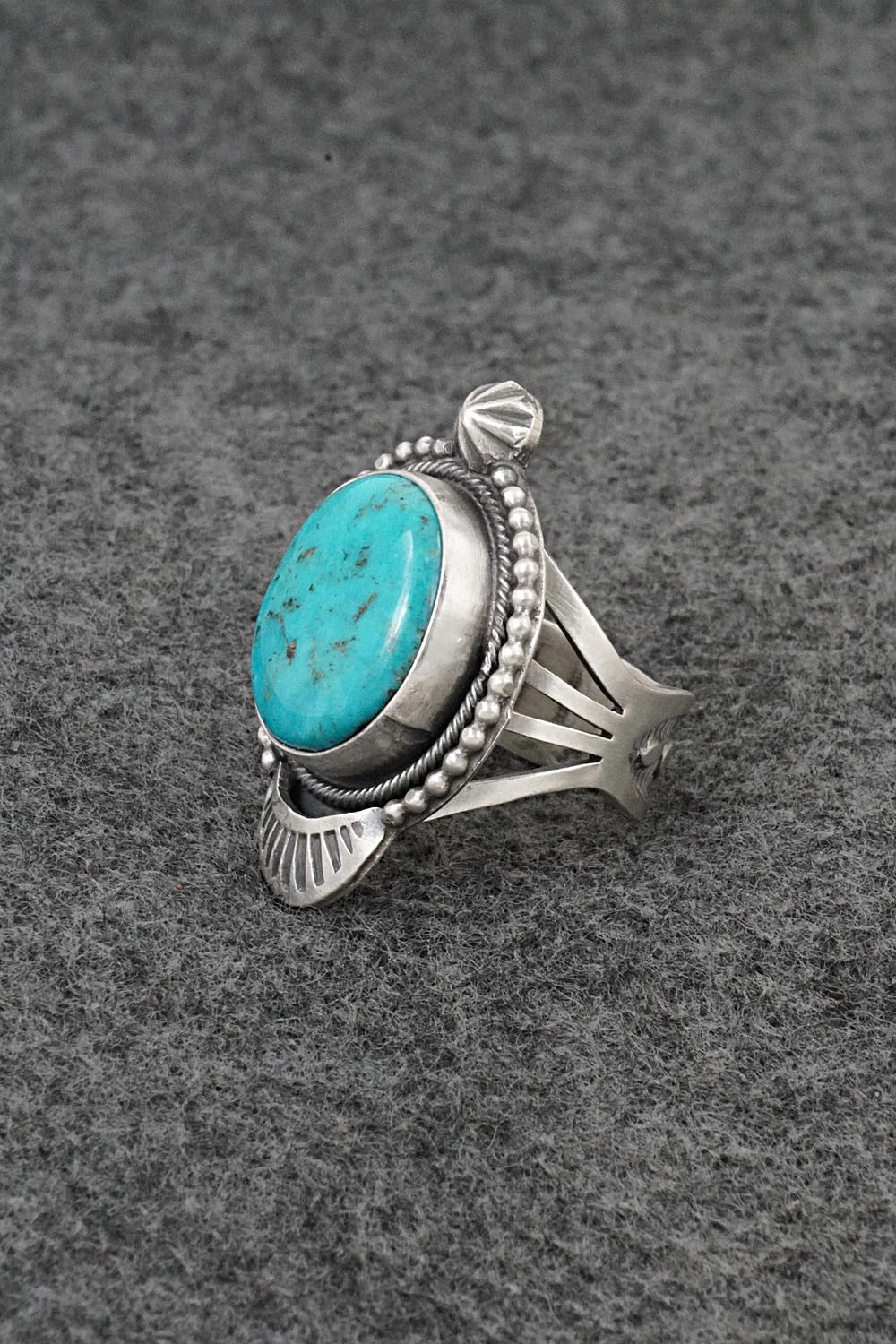 Turquoise & Sterling Silver Ring - Bobby Johnson - Size 7.5