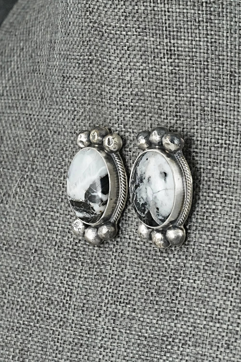 White Buffalo & Sterling Silver Squash Blossom Set - Darrin Livingston