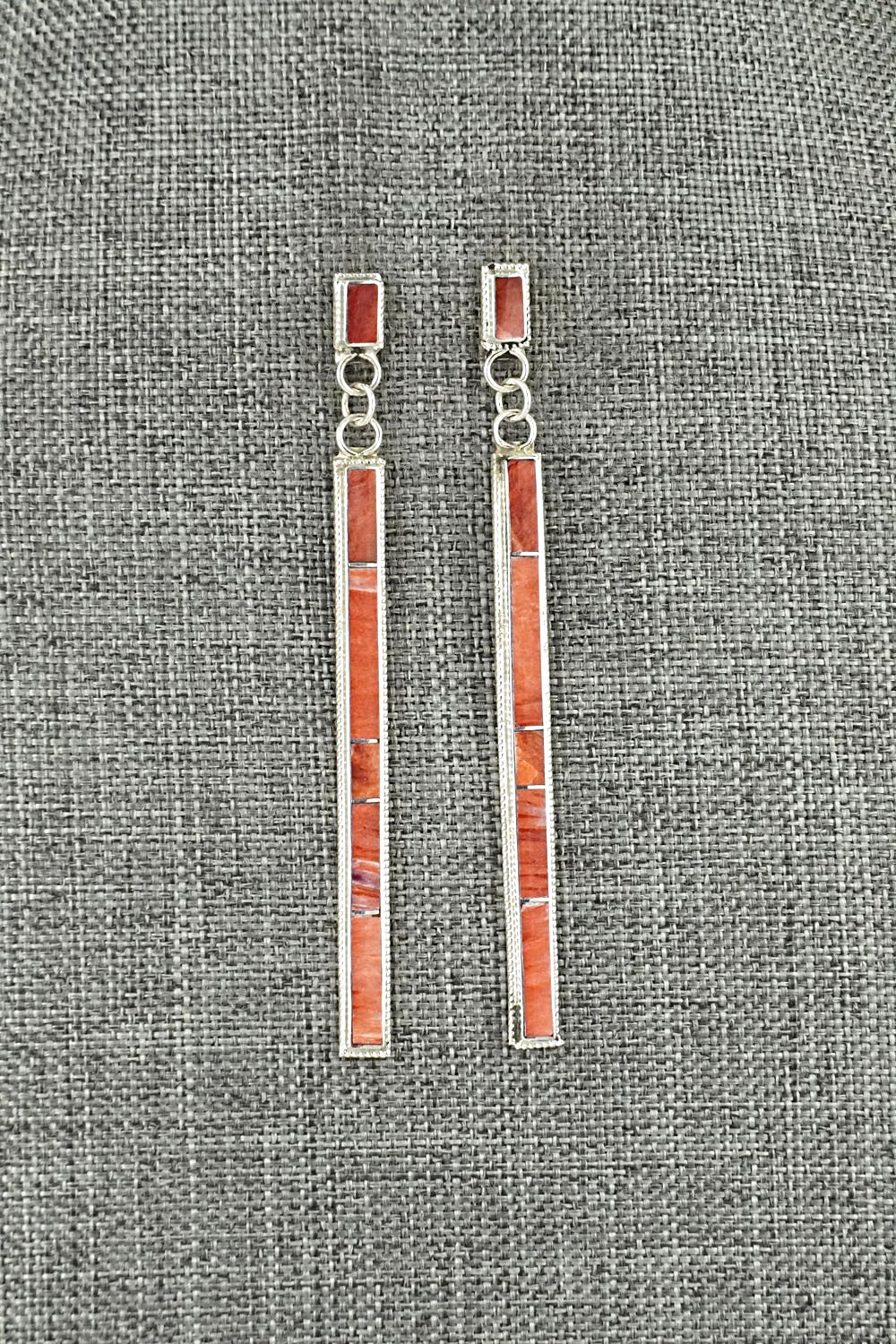 Spiny Oyster & Sterling Silver Earrings - Ricky Booqua