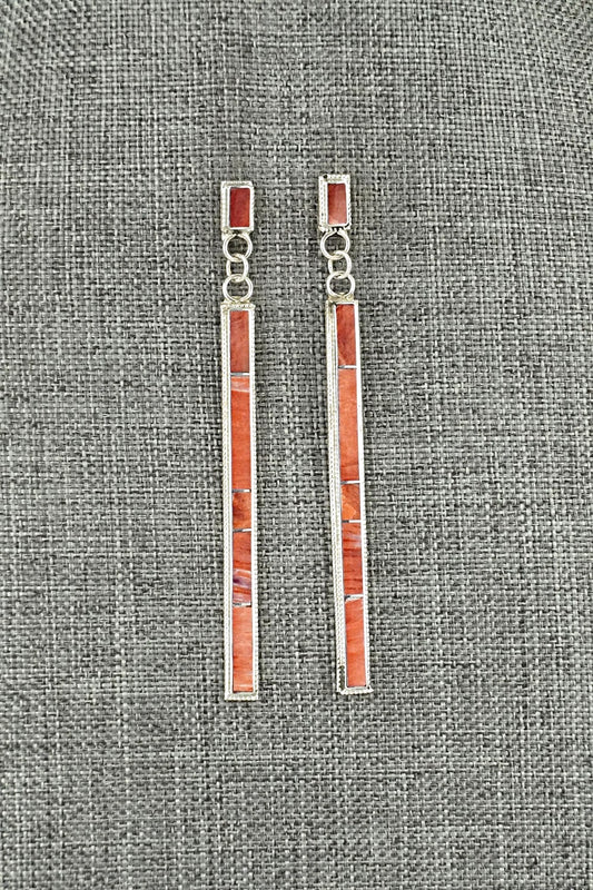 Spiny Oyster & Sterling Silver Earrings - Ricky Booqua