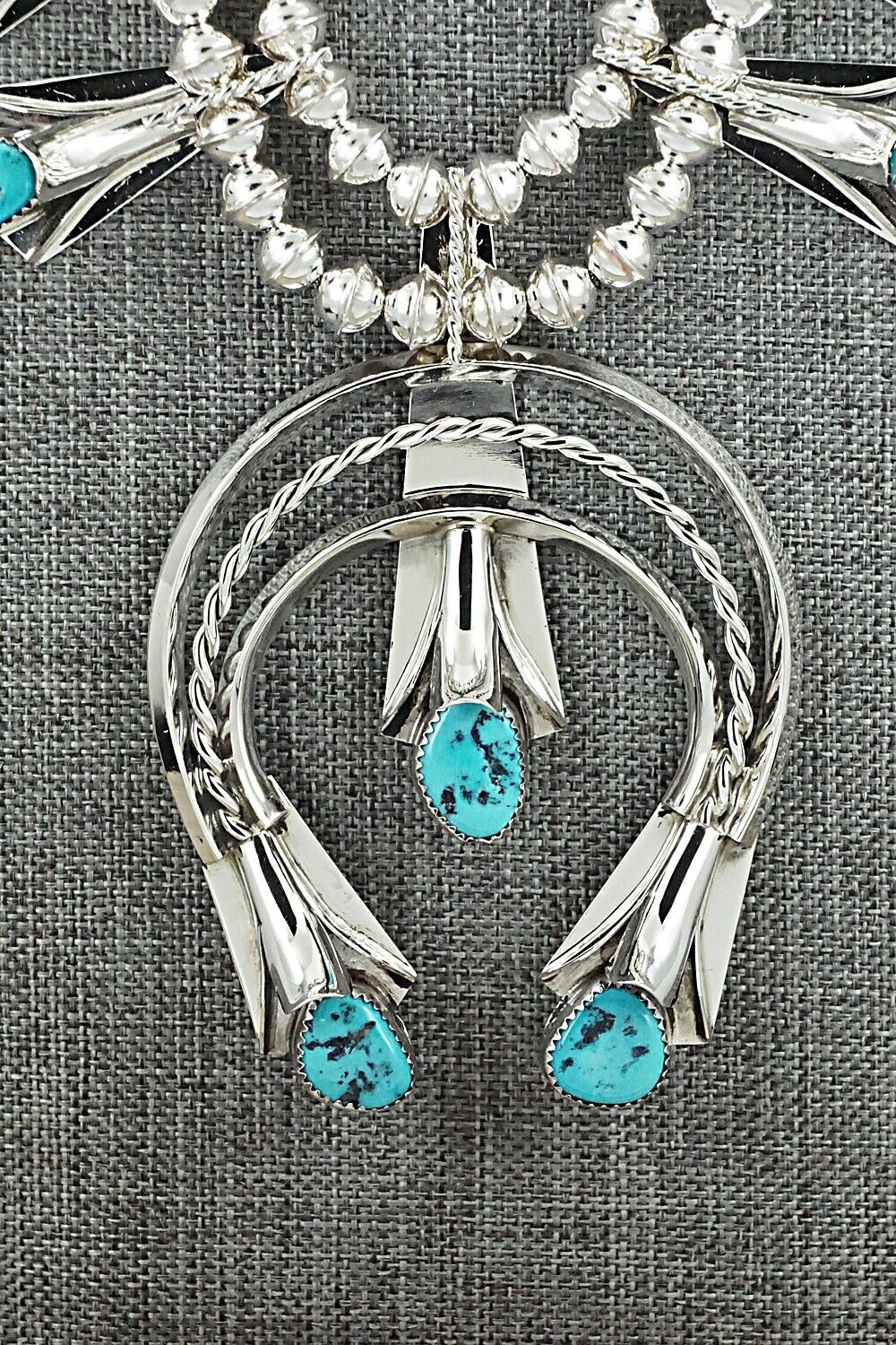 Turquoise & Sterling Silver Squash Blossom Set - Louise Yazzie