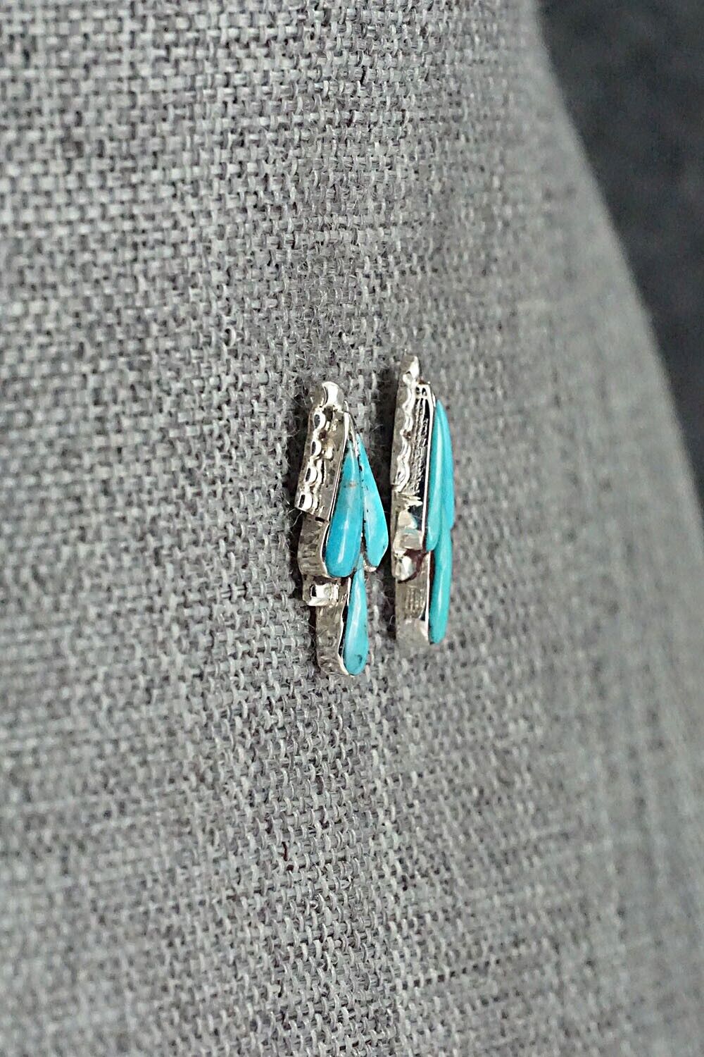 Turquoise & Sterling Silver Earrings - Vincent Hooee