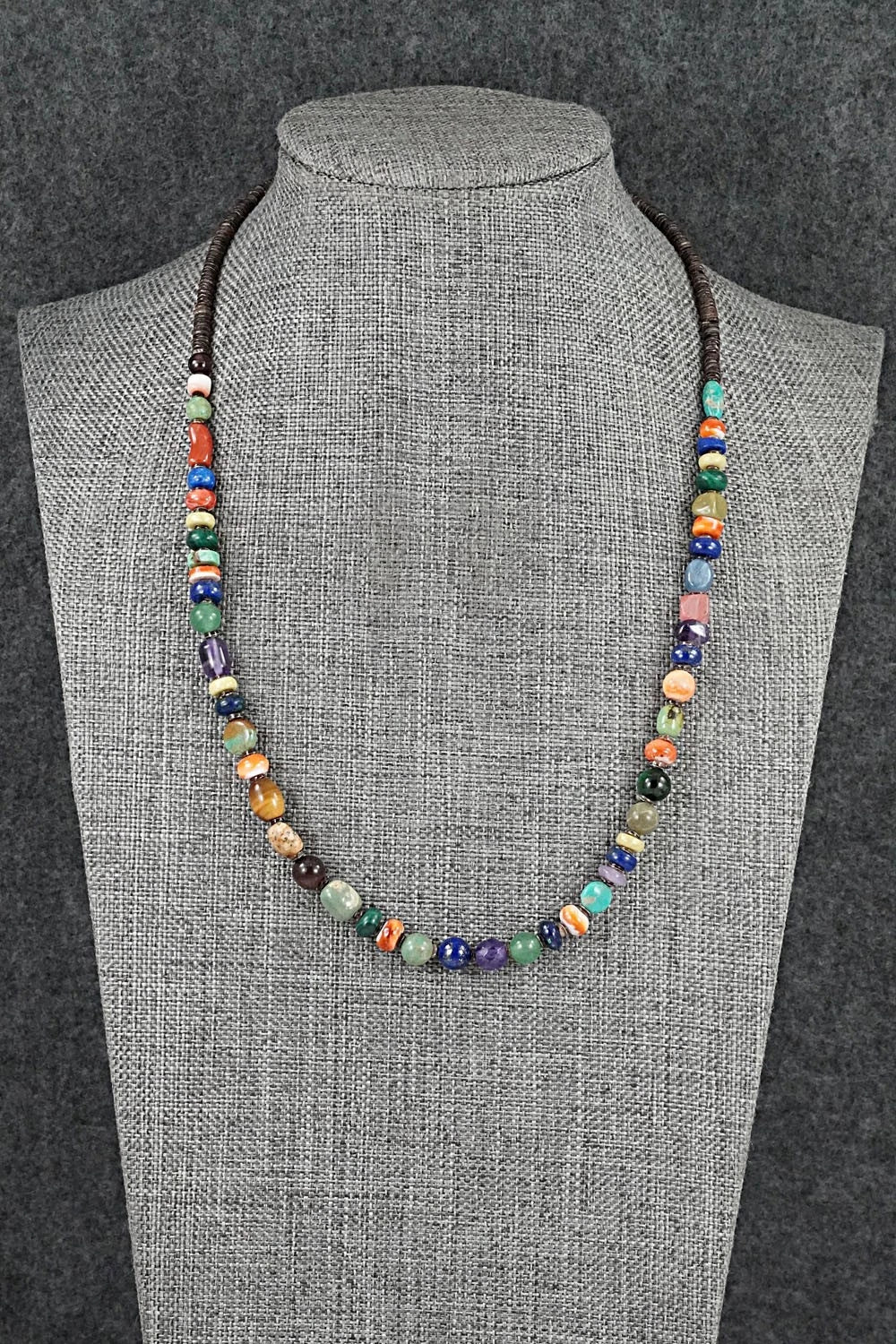 Multi-Stone & Sterling Silver Necklace 18"- Helen Tsosie