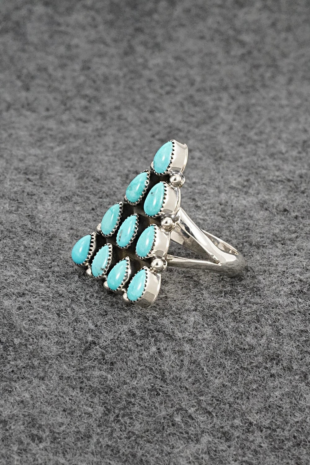 Turquoise & Sterling Silver Ring - Loretta Delgarito - Size 7.75