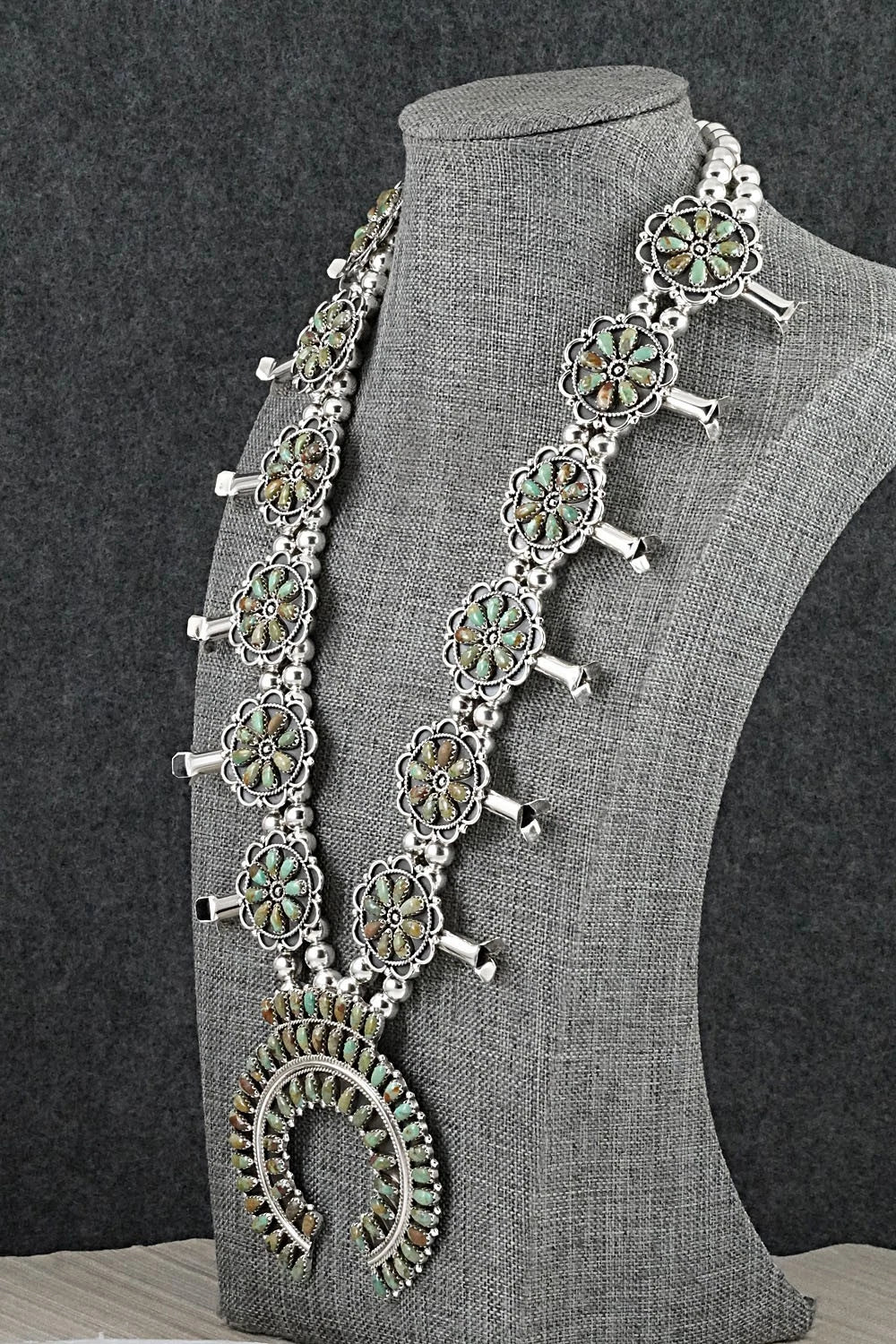 Turquoise & Sterling Silver Squash Blossom Set - Gerald Mitchell