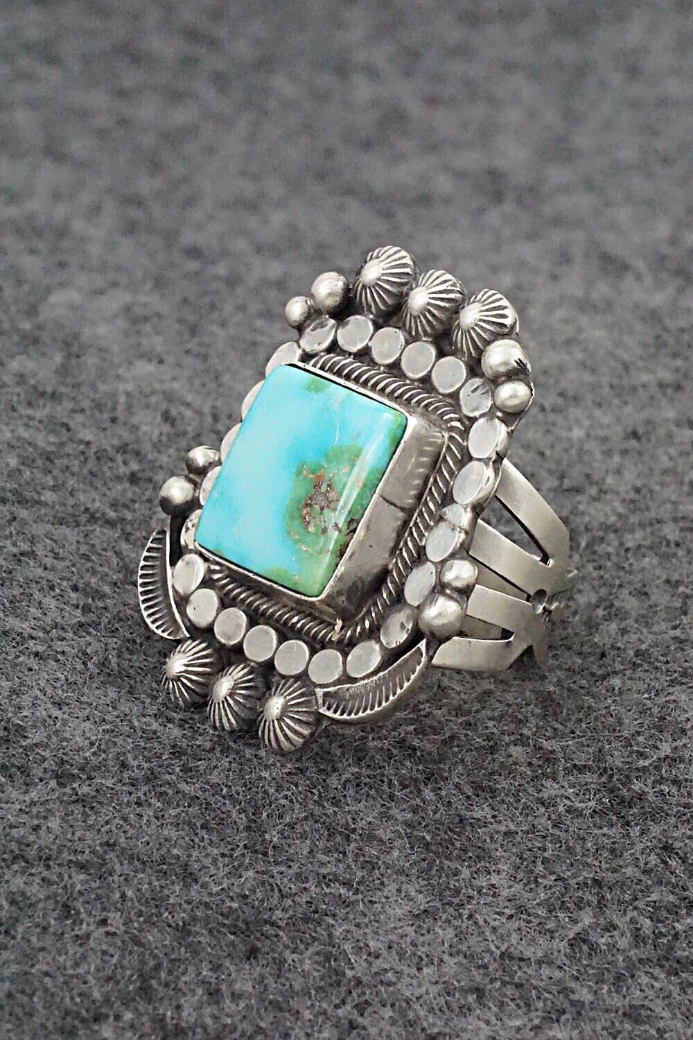 Turquoise & Sterling Silver Ring - Tom Lewis - Size 7.5