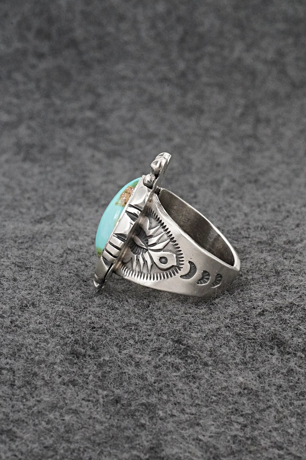 Turquoise & Sterling Silver Ring - Samuel Yellowhair - Size 8