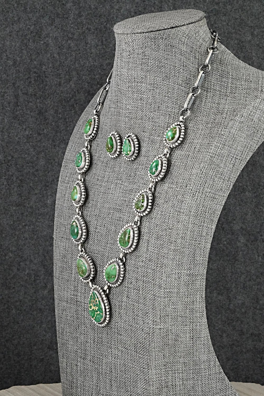 Turquoise & Sterling Silver Necklace and Earrings Set - Darrin Livingston