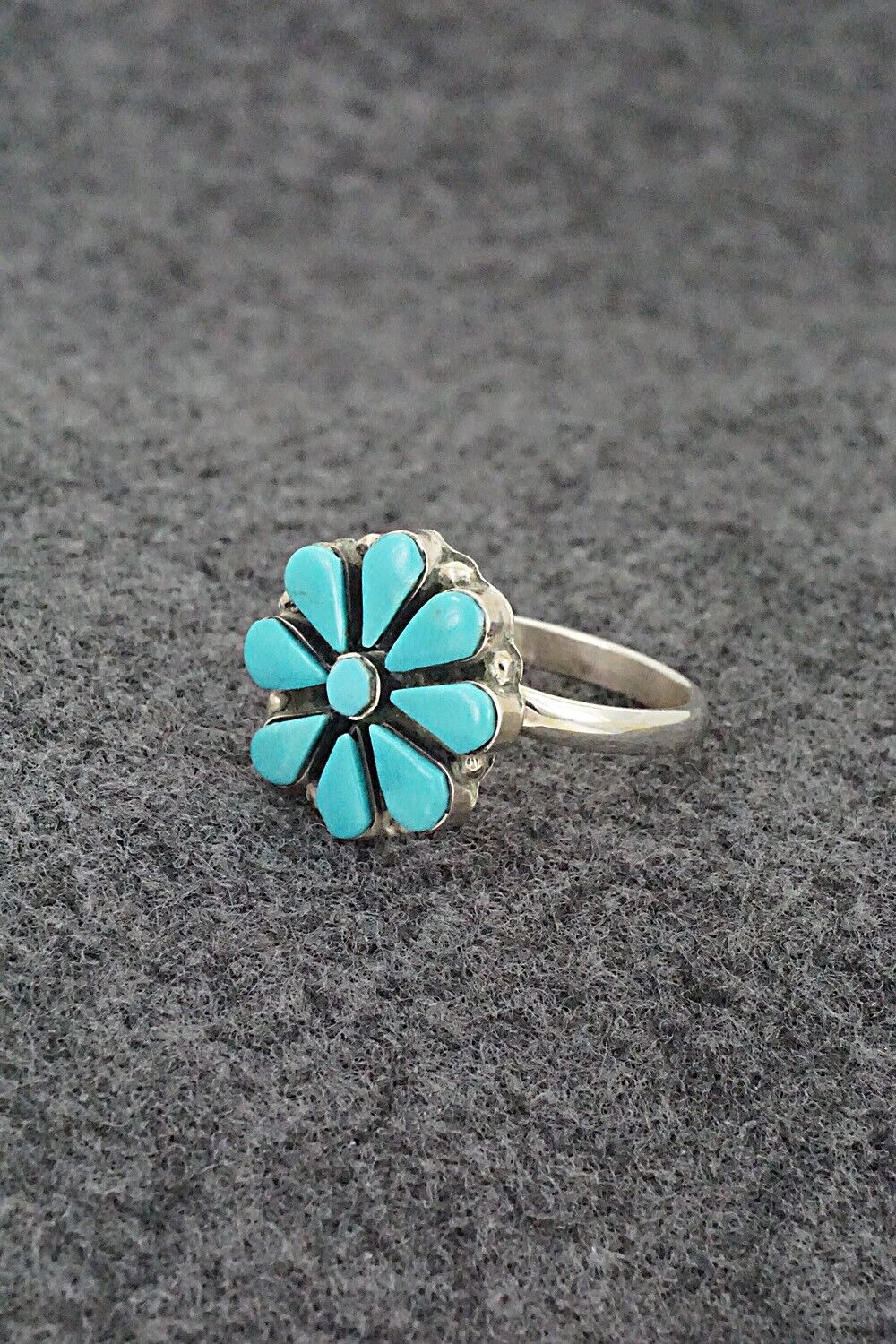 Turquoise & Sterling Silver Ring - Rose Kanteena - Size 9.5