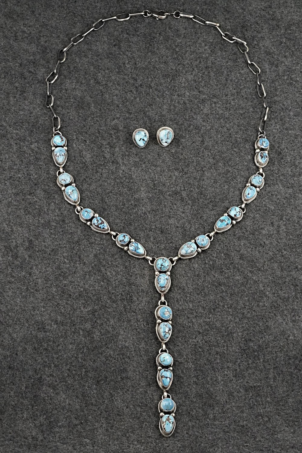 Turquoise & Sterling Silver Necklace and Earrings Set - Kathleen Livingston