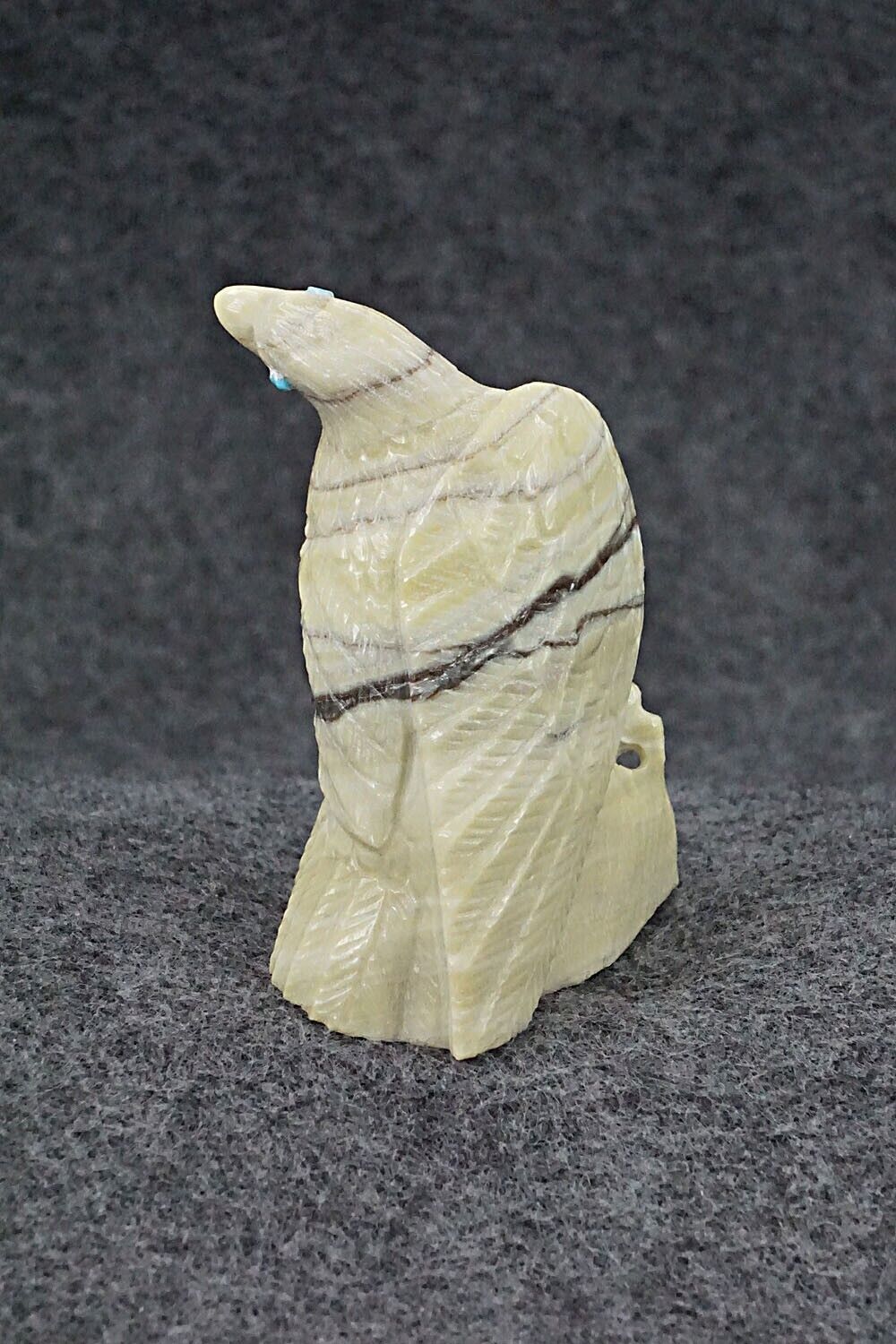 Eagle with Fledgling Zuni Fetish Carving - Derrick Kaamasee