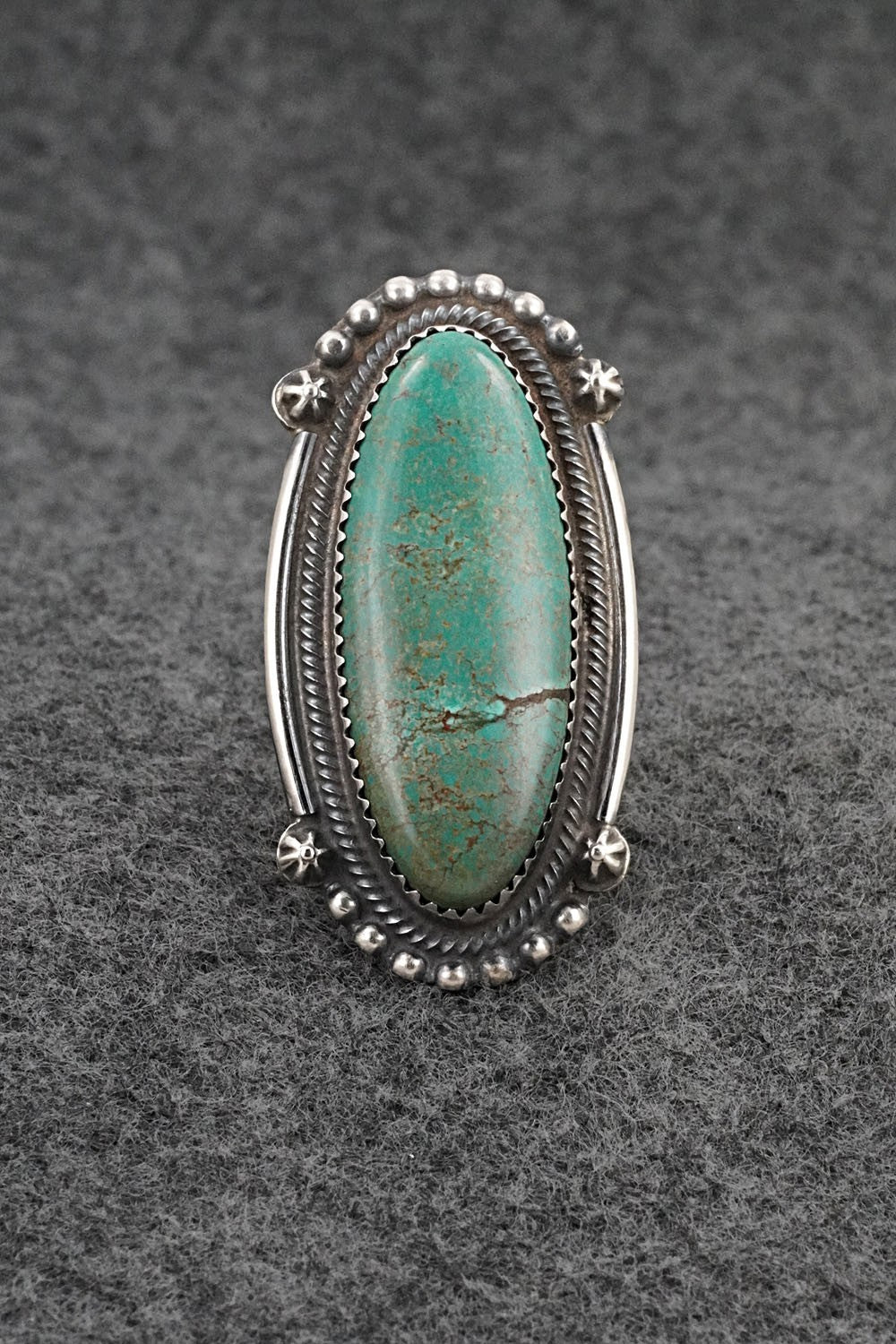 Turquoise & Sterling Silver Ring - Leslie Nez - Size 9.5