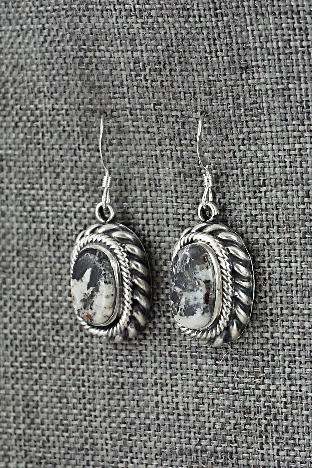 White Buffalo & Sterling Silver Earrings - Kenny Lonjose