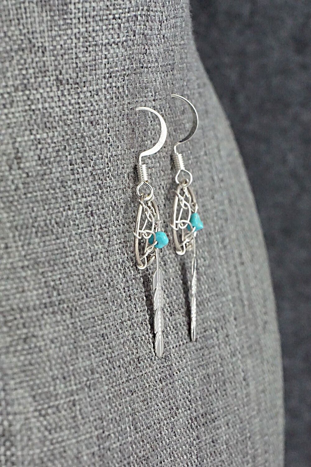 Turquoise & Sterling Silver Earrings - Helena Yazzie