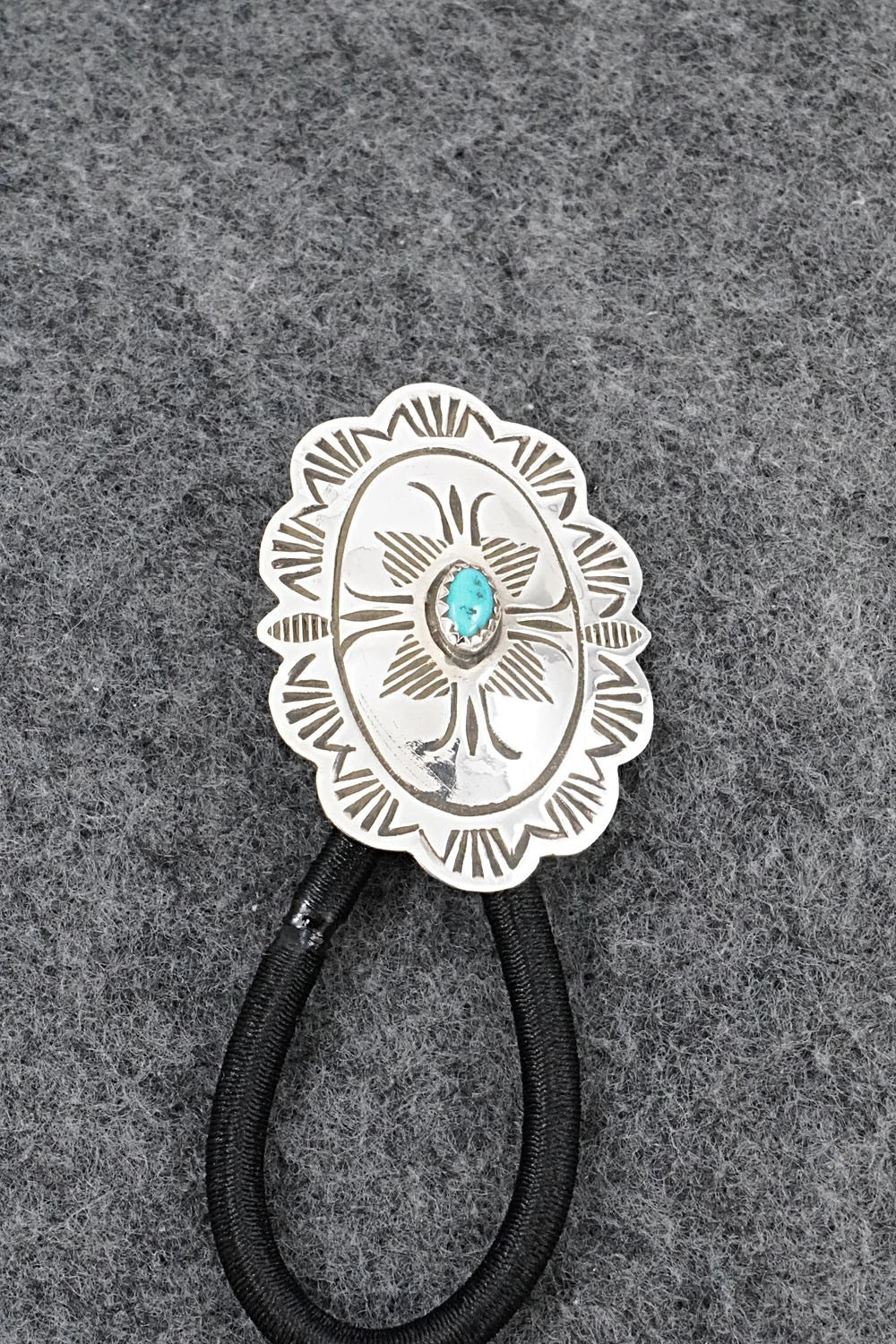 Turquoise & Sterling Silver Hair Tie - Bertha Begay