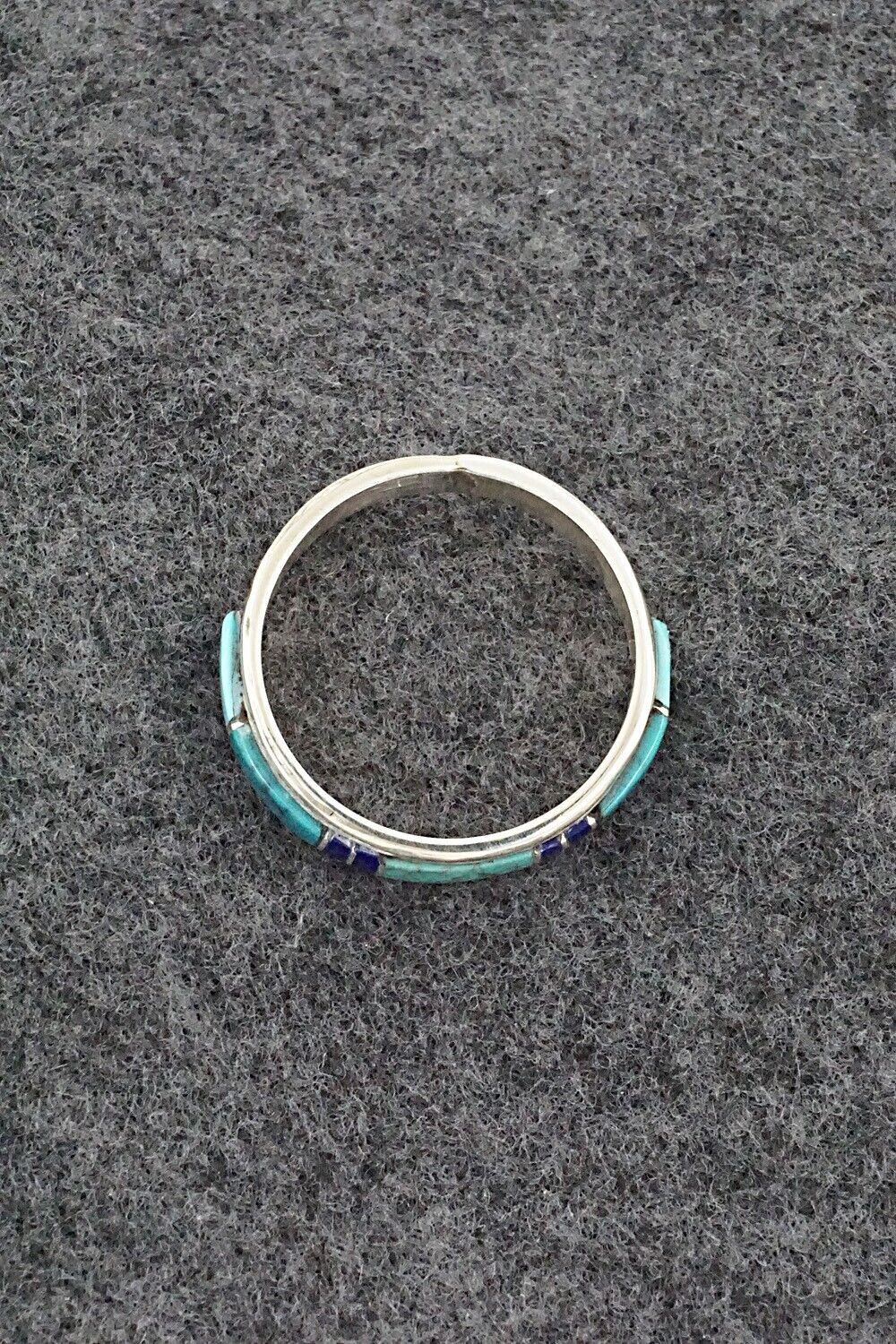 Turquoise, Lapis & Sterling Silver Ring - Helena Jim - Size 12.5