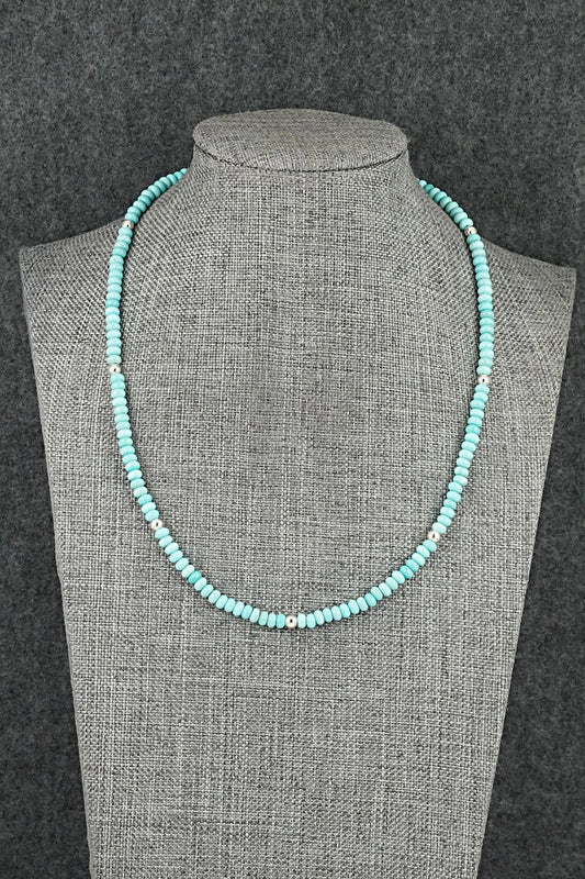 Turquoise & Sterling Silver Necklace 17" - Doreen Jake