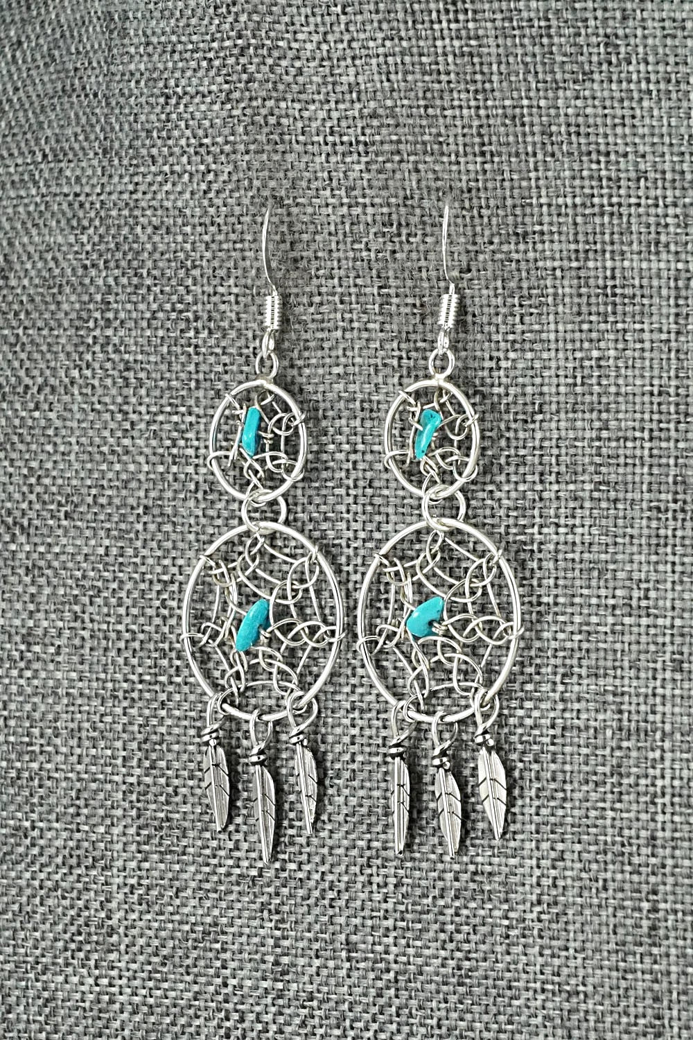 Turquoise & Sterling Silver Earrings - Lorenzo Arviso Jr.