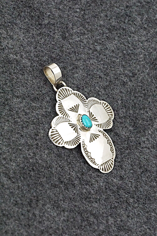 Turquoise & Sterling Silver Pendant - Bertha Begay