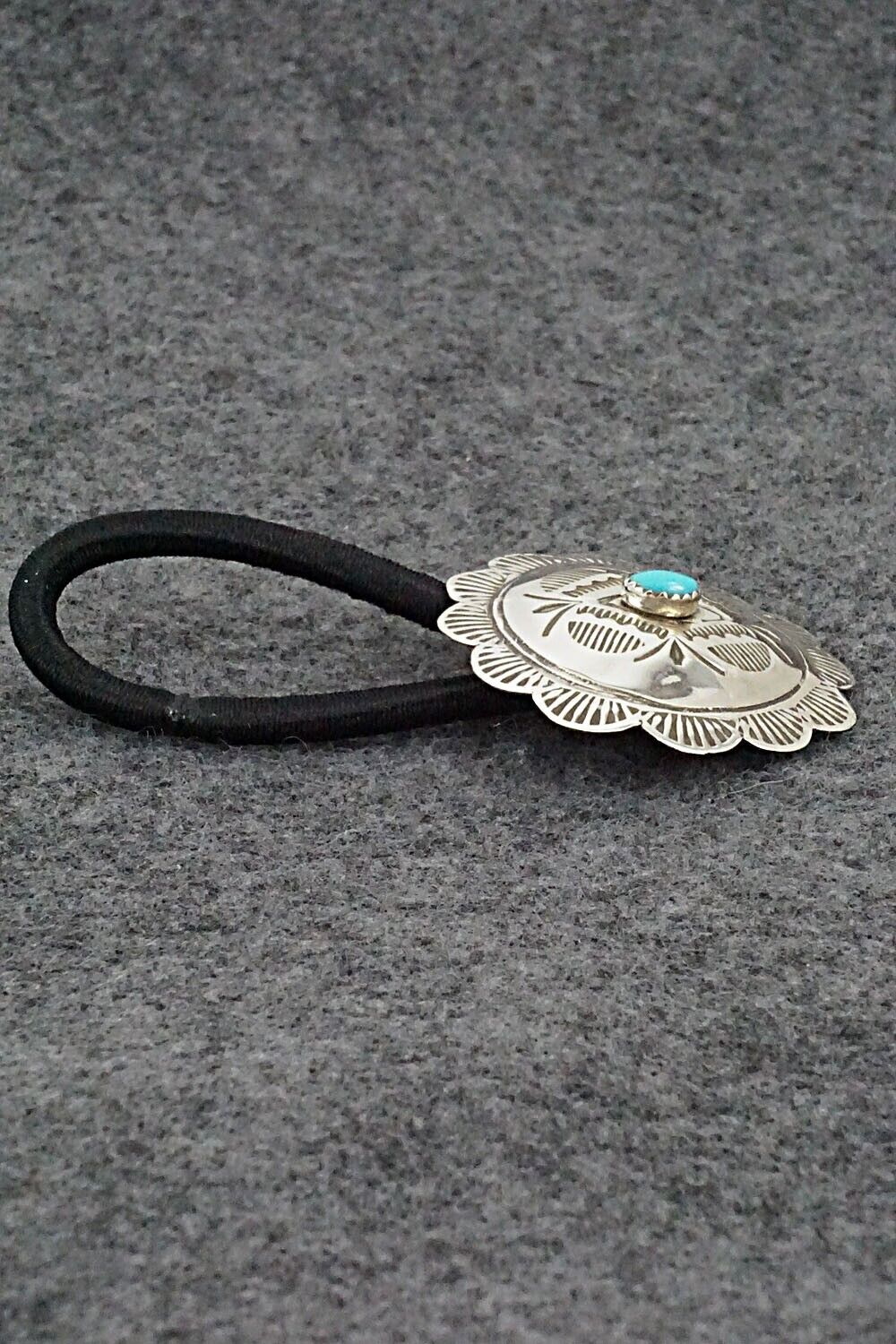 Turquoise & Sterling Silver Hair Tie - Bertha Begay