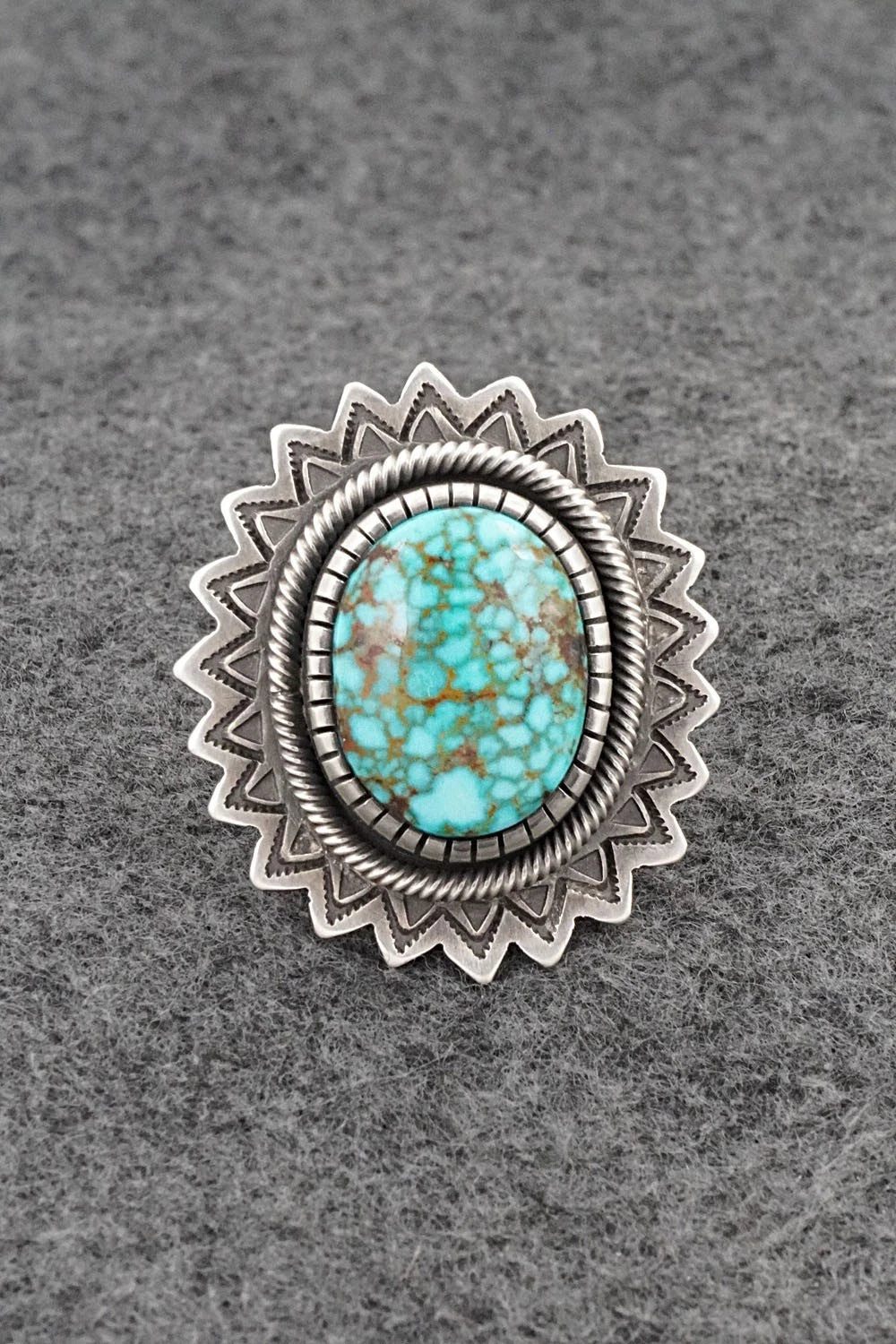 Turquoise & Sterling Silver Ring - Calvin Martinez - Size 9.5