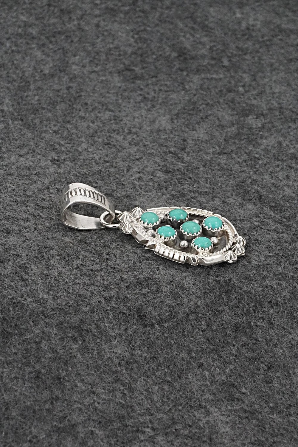 Turquoise & Sterling Silver Pendant - Kenny Lonjose