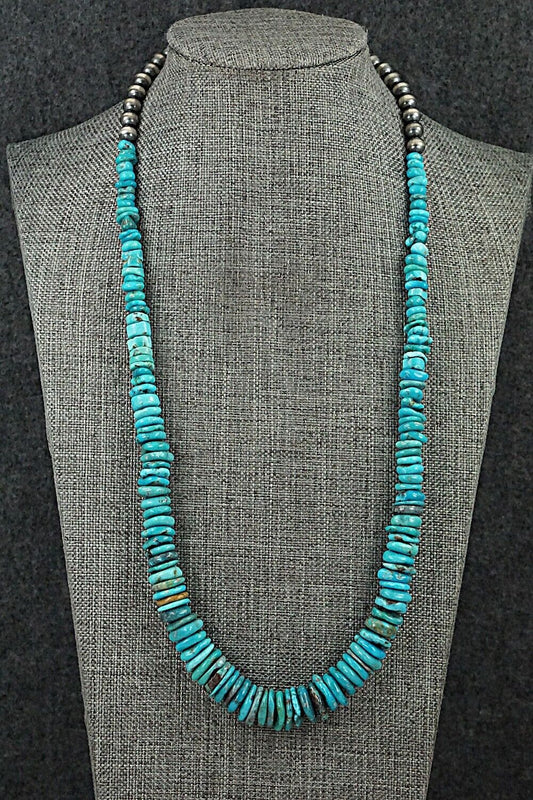 Turquoise & Sterling Silver Necklace 22" - Doreen Jake