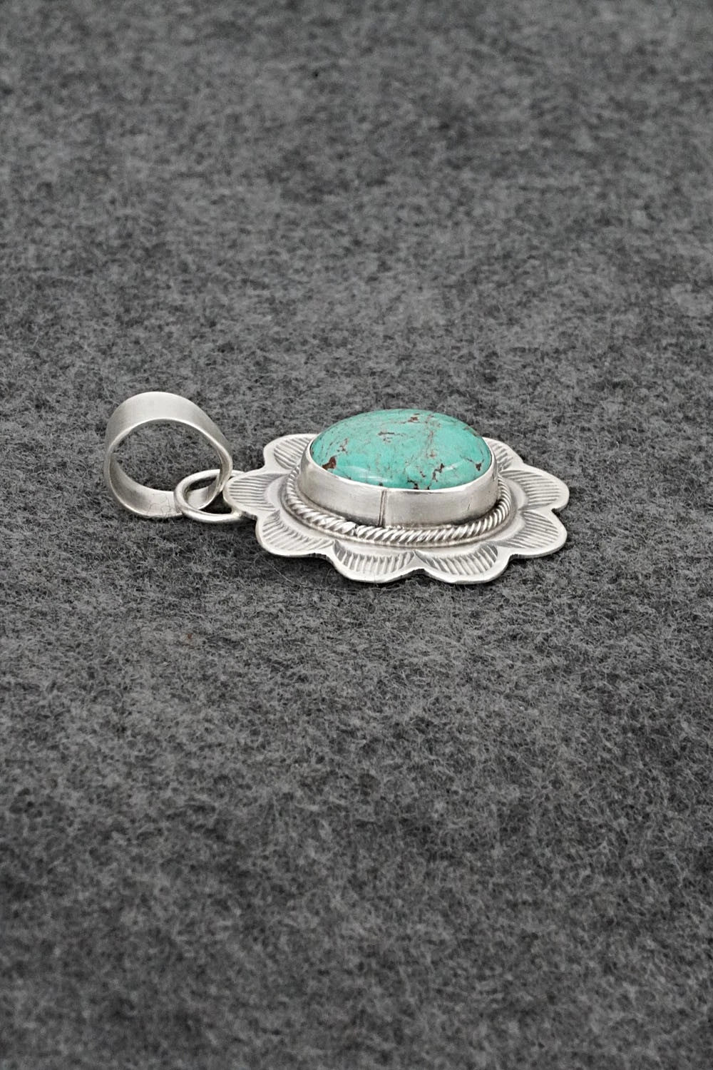 Turquoise & Sterling Silver Pendant - Cordell Platero
