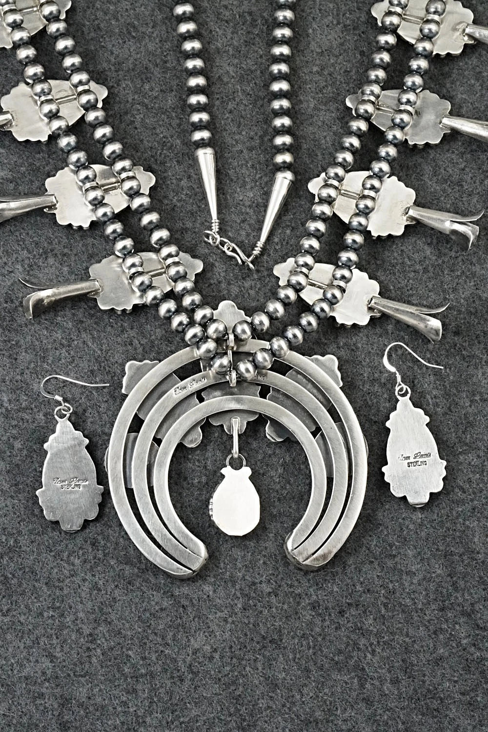 Turquoise & Sterling Silver Squash Blossom Set - Tom Lewis