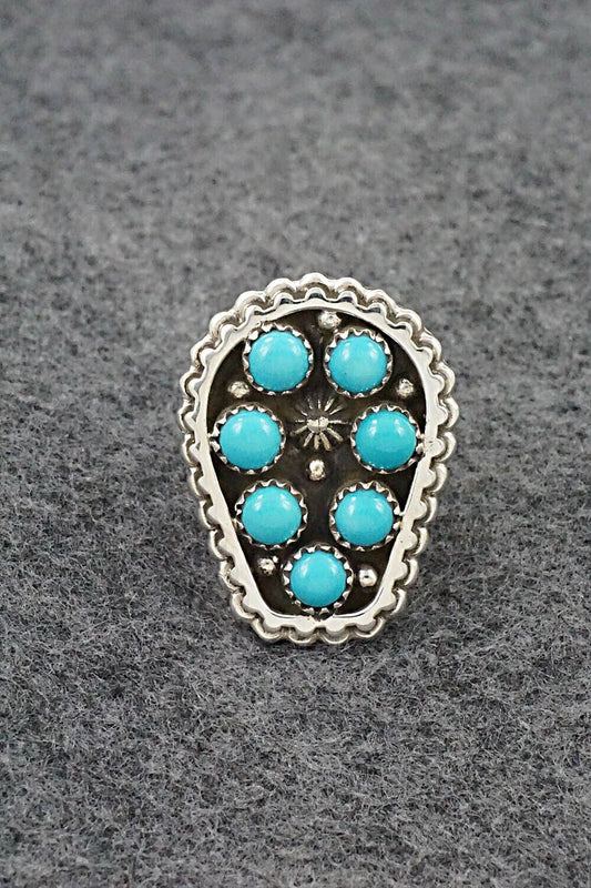 Turquoise & Sterling Silver Ring - Kenny Lonjose - Size 9.5