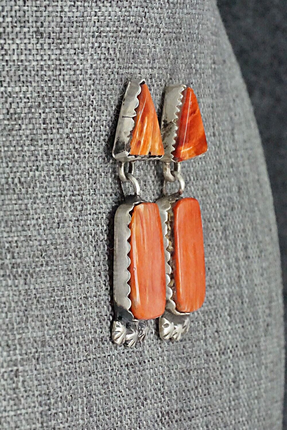 Spiny Oyster & Sterling Silver Earrings - Selina Warner