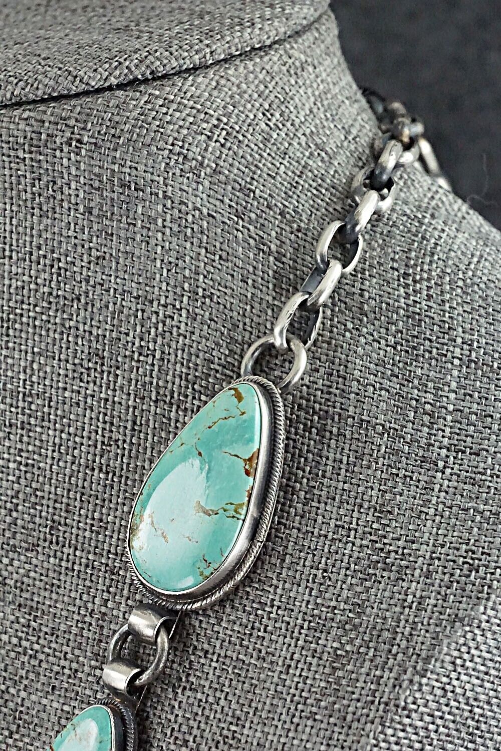 Turquoise & Sterling Silver Necklace and Earrings Set - Annie Hoskie