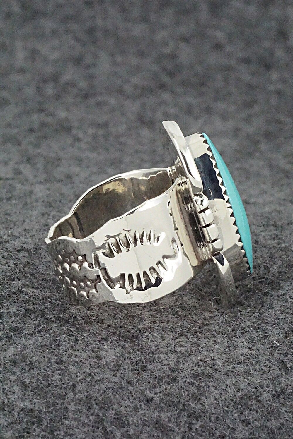Turquoise & Sterling Silver Ring - Sheena Jack - Size 7.5