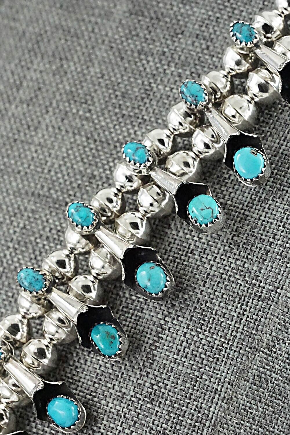 Turquoise & Sterling Silver Squash Blossom Set - Phil Garcia