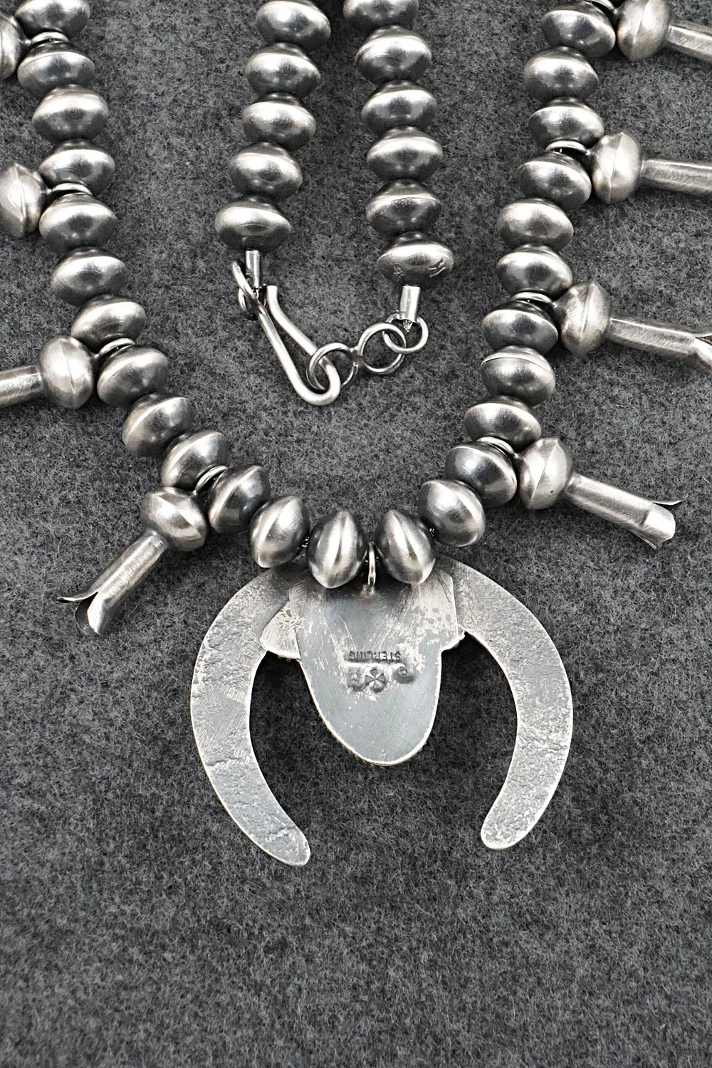 Turquoise & Sterling Silver Squash Blossom Necklace - Presley Haley