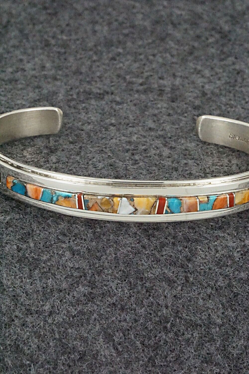 Turquoise, Coral, Spiny Oyster & Sterling Silver Bracelet - Wilbert Muskett Jr.